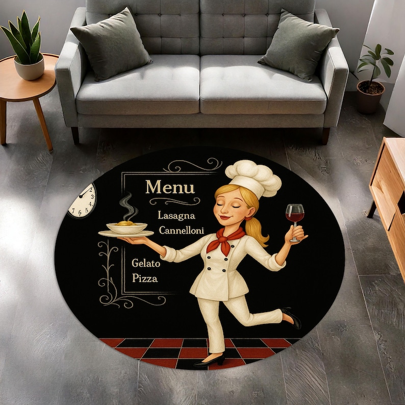 Blonde Chef Round Kitchen Rug, - đánh giá và giá Home Cooking Menu