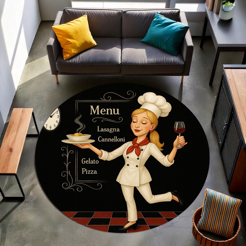 Blonde Chef Round Kitchen Rug, - đánh giá và giá Home Cooking Menu