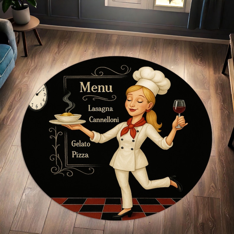 Blonde Chef Round Kitchen Rug, - đánh giá và giá Home Cooking Menu