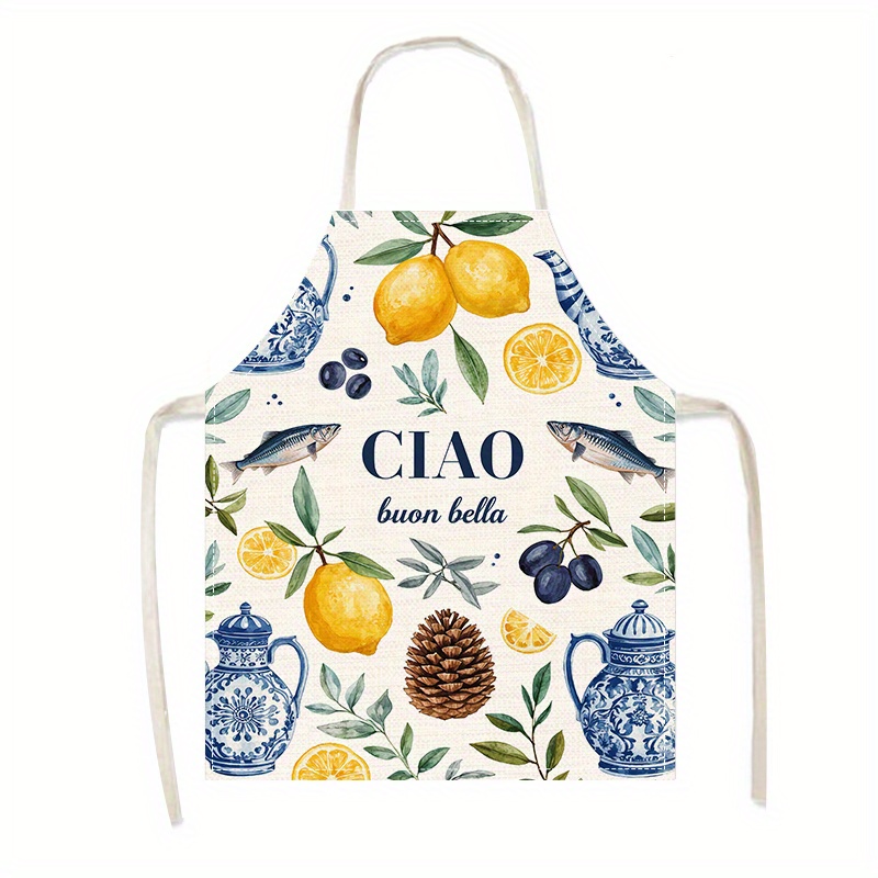 1pc 2D Flat Linen Apron Ciao B - đánh giá và giá Home Cooking In Italian