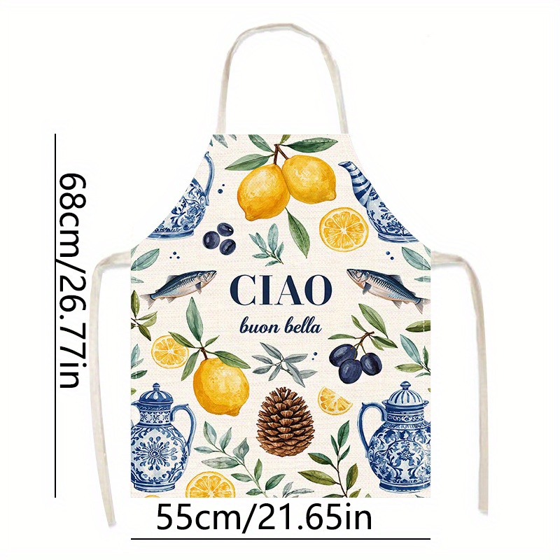 1pc 2D Flat Linen Apron Ciao B - đánh giá và giá Home Cooking In Italian